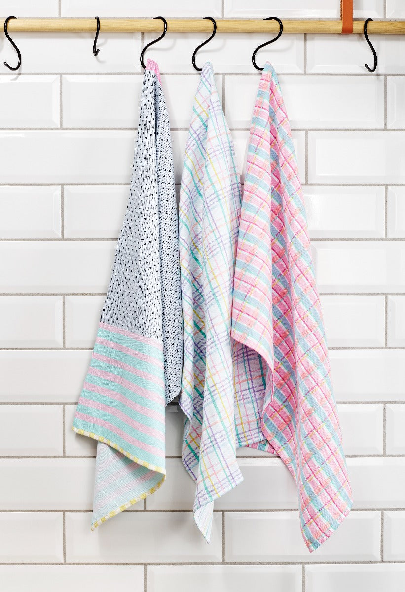 Me tea viskestykke - check/rose/green